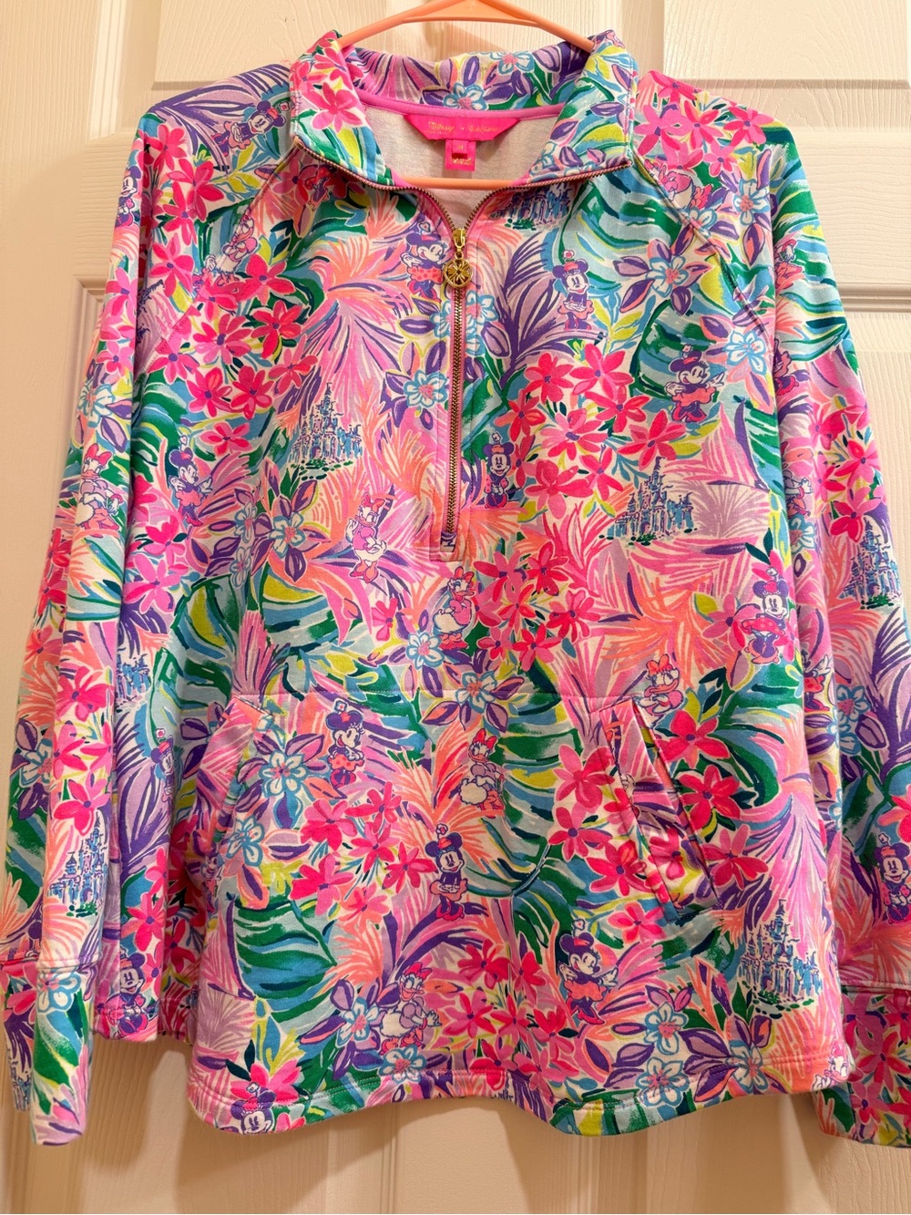 Lilly Pulitzer/Disney Pink, Purple, Blue Tropical Minnie Zip-Up